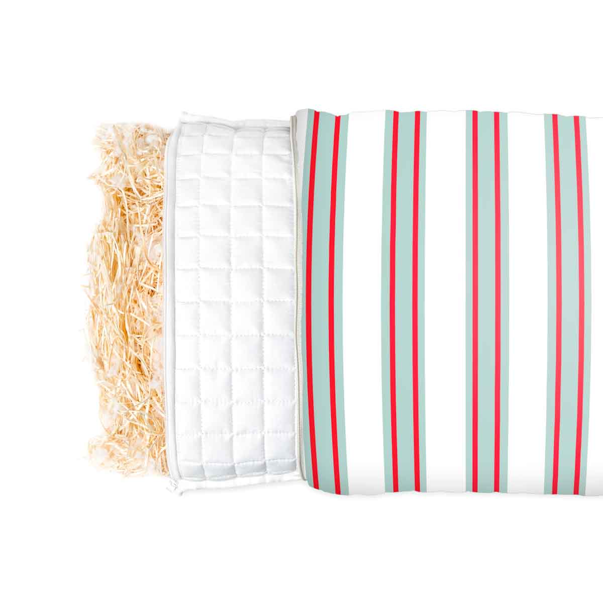 Almohada de salud a rayas roja y verde para adultos