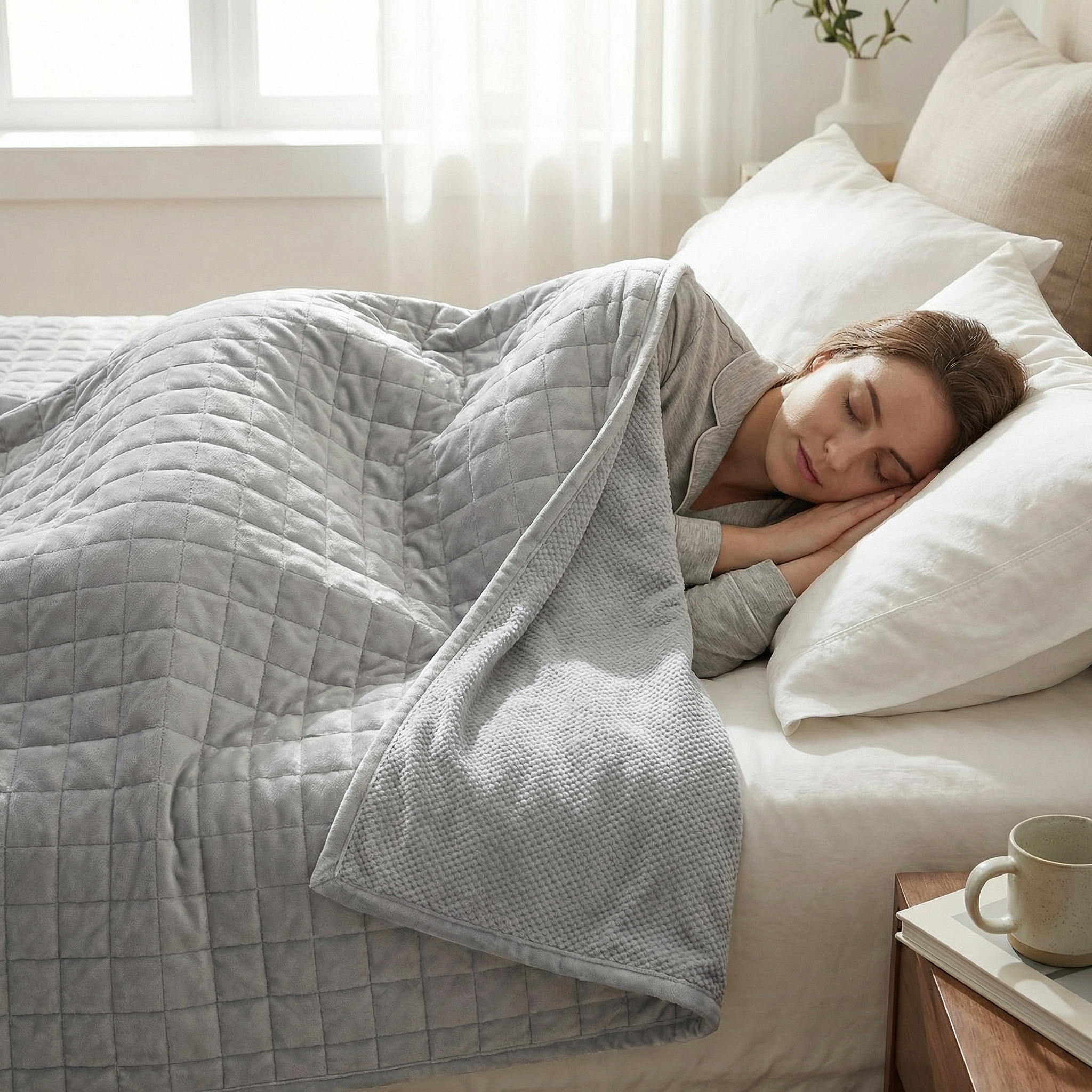 Coperta terapeutica originale - Coperta ponderata con rivestimento per 4 stagioni in verde abete per adulti