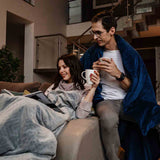 Original therapy blanket - weighted blanket with 4-season cover in blue for adults