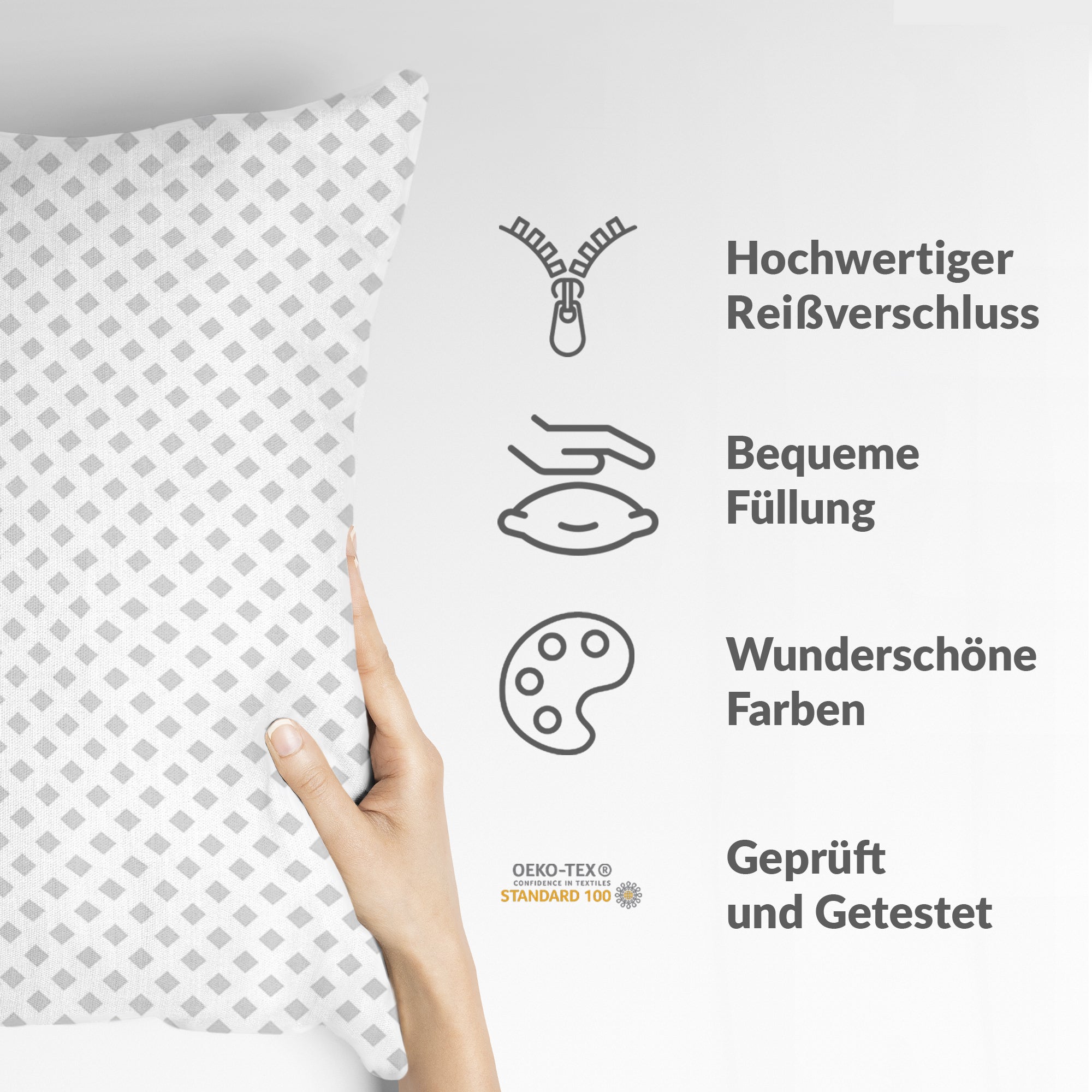 Health pillow white with delicate checks