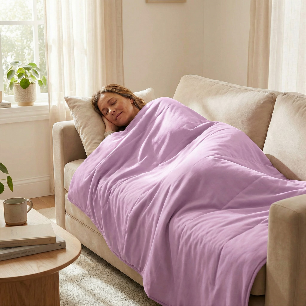 Original therapy blanket - weighted blanket with cotton cover in lavender for adults