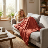 Originele therapiedeken - Gewichtsdeken met katoenen hoes in roestrood voor volwassenen