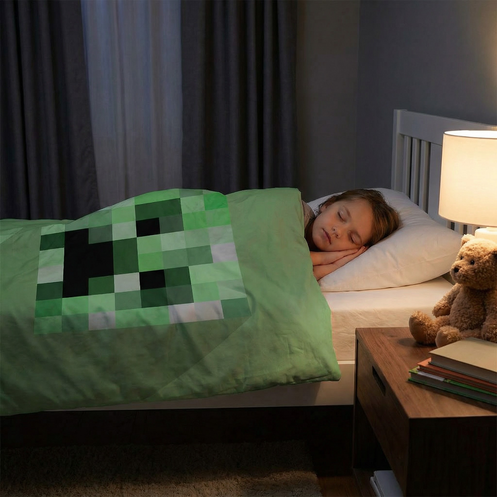 Coperta terapeutica originale - Coperta ponderata Minecraft Creeper con rivestimento in cotone per bambini e adulti