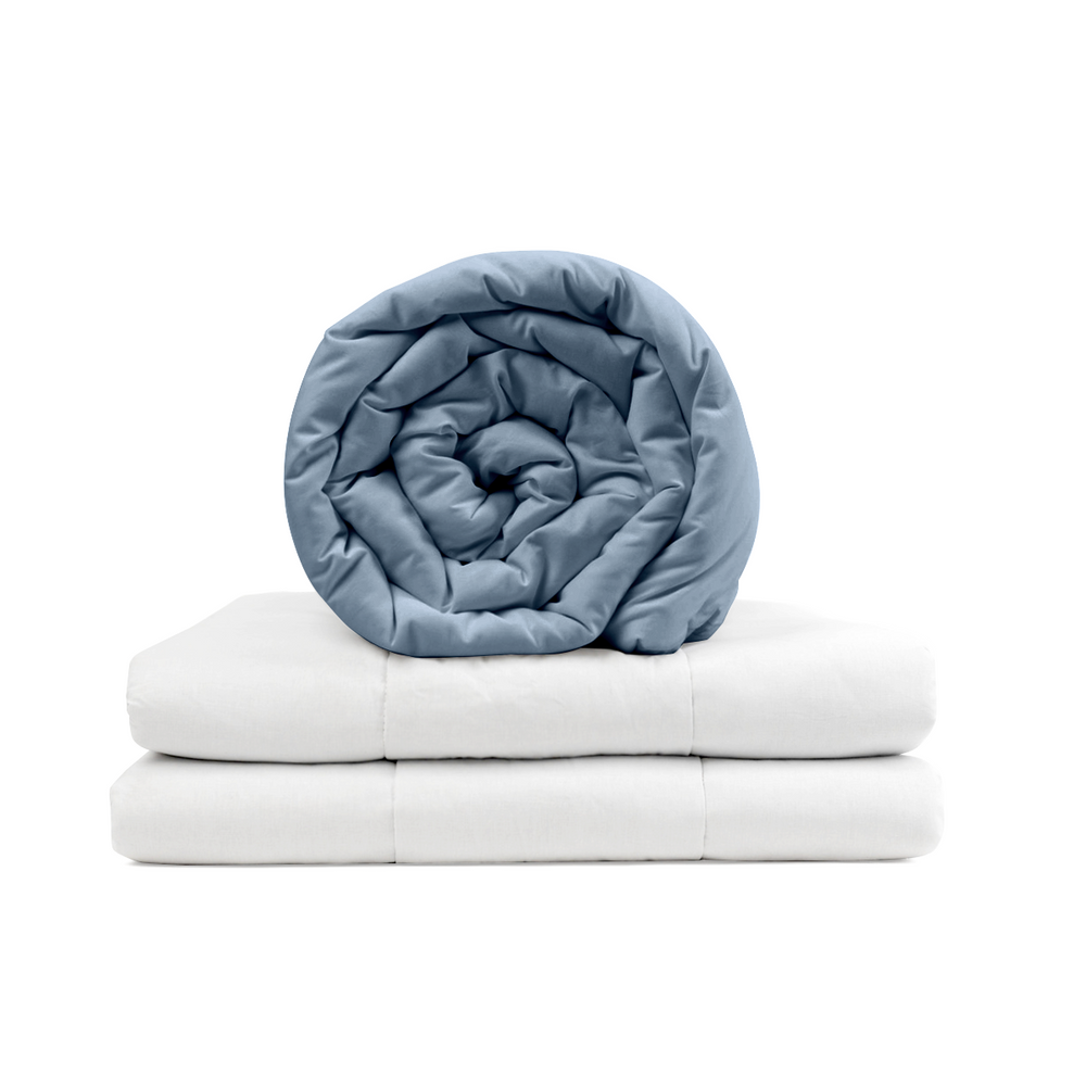 Original therapy blanket - weighted blanket with cotton cover in steel blue for adults