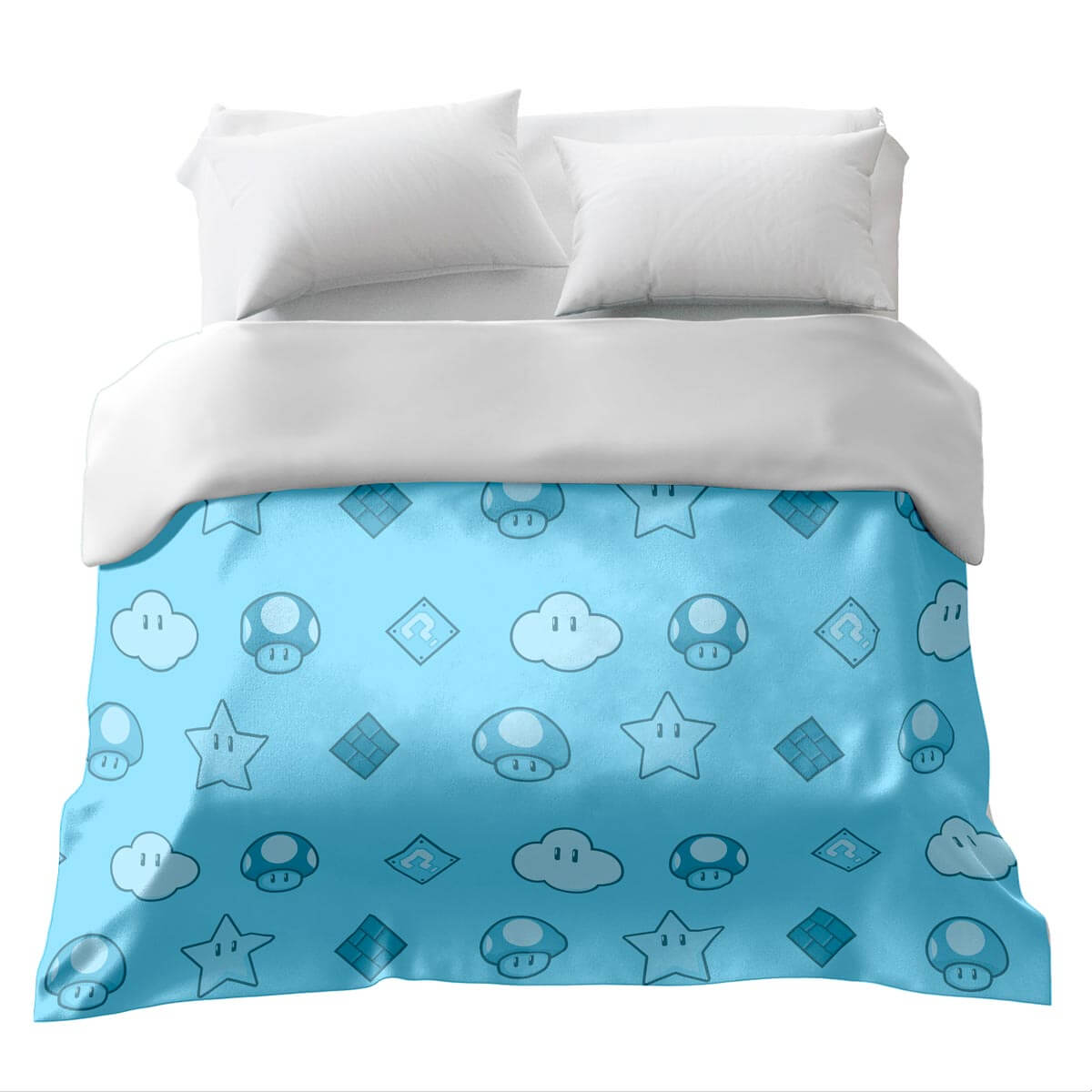 Original therapy blanket - cotton cover mushrooms light blue