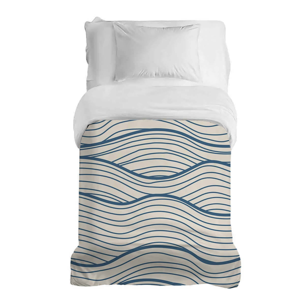 Originele therapiedeken - katoenen hoes beige blauwe golven