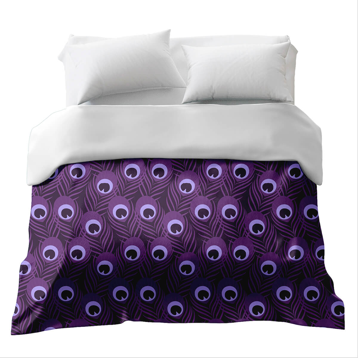 Originele therapiedeken - katoenen hoes paars pauwenveer