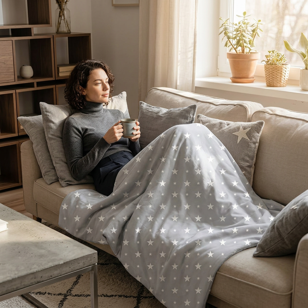 Original therapy blanket - weighted blanket with cotton cover with stars for adults