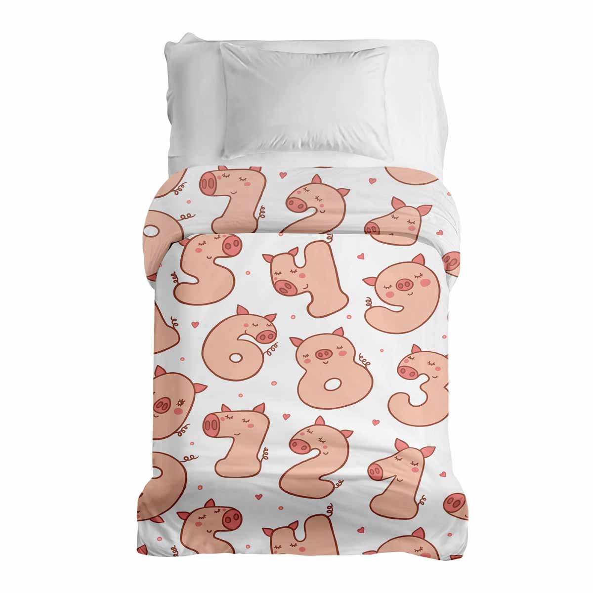 Original therapy blanket - cotton cover white with numbers and pigs