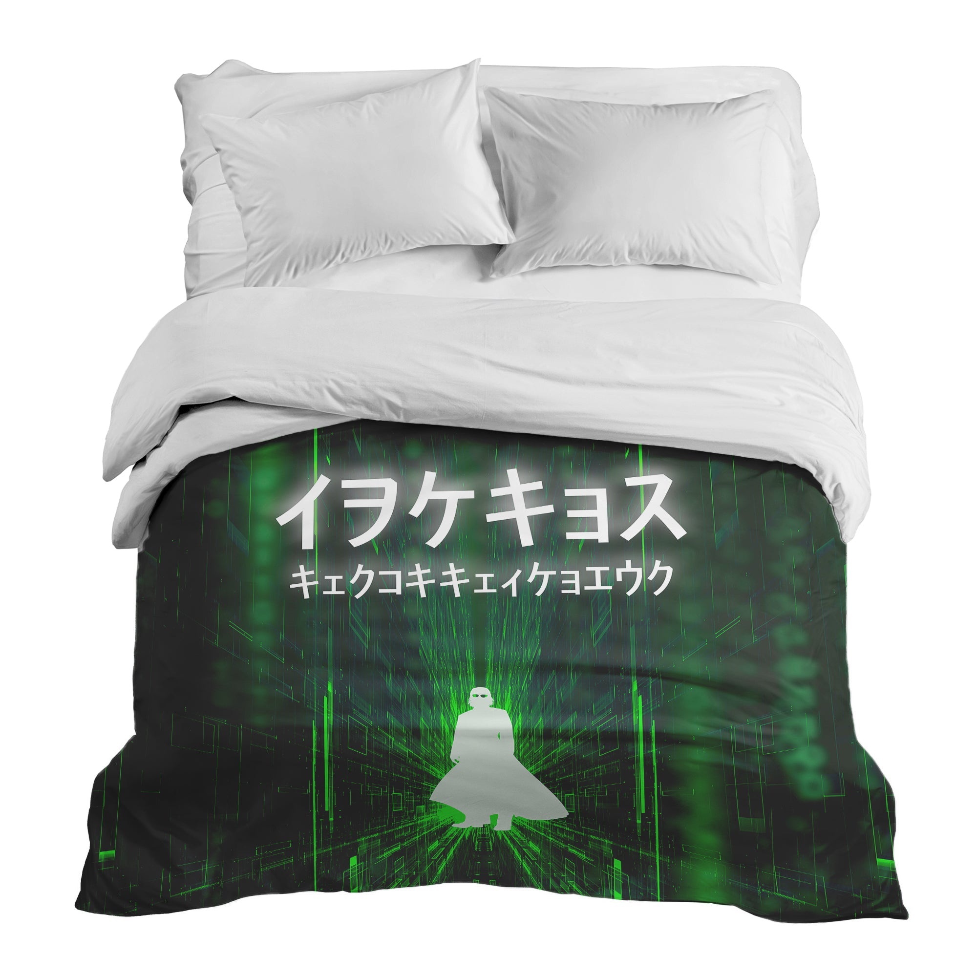 Coperta terapeutica originale - Rivestimento in cotone verde con caratteri scritti