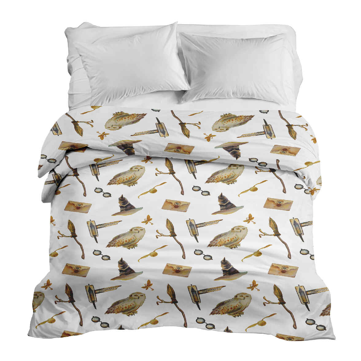 Originele therapiedeken - katoenen hoes wit met uilen