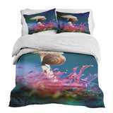 Therapy blanket and bedding set with mushroom and snail.