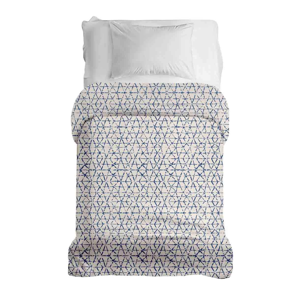 Manta terapéutica original - Funda de algodón blanca con delicadas formas azules