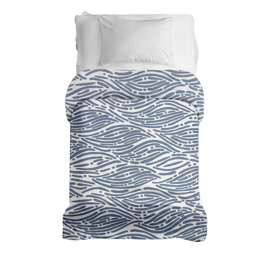 Originele therapiedeken - katoenen hoes golvend patroon blauw