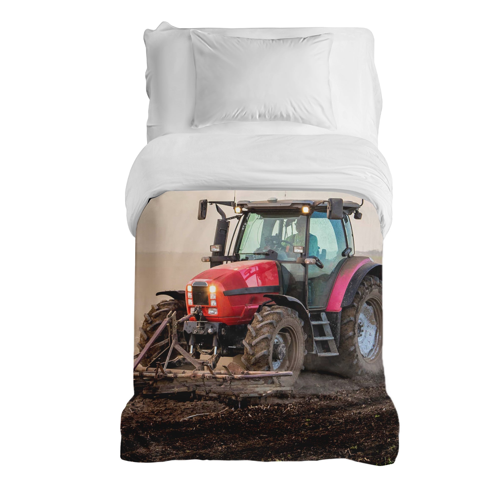 Originele therapiedeken - katoenen hoes met grote tractor