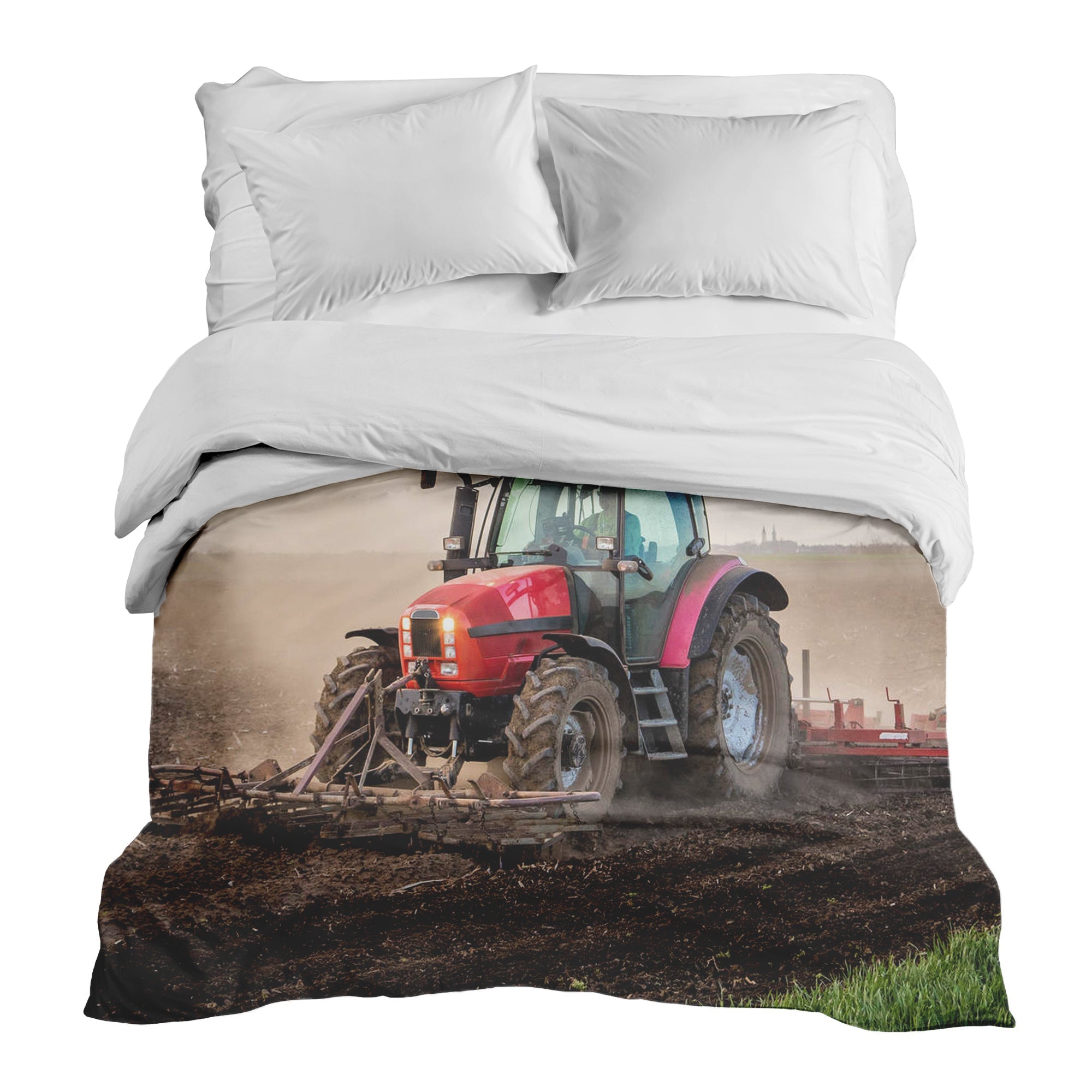 Originele therapiedeken - katoenen hoes met grote tractor