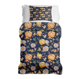 Therapiedekens beddengoed set blauw met pompoenen