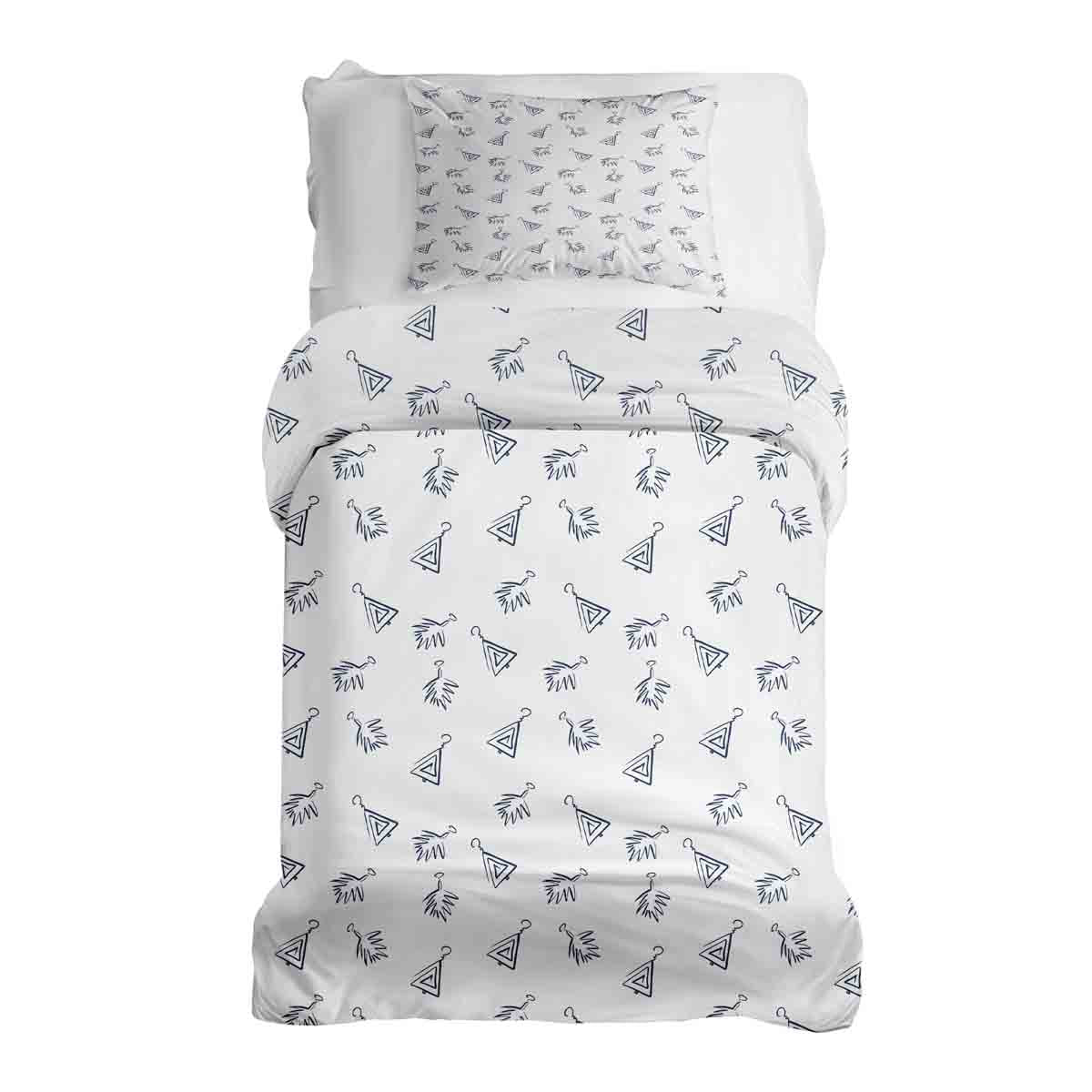 Juego de ropa de cama de mantas terapéuticas blanco con pendientes boho