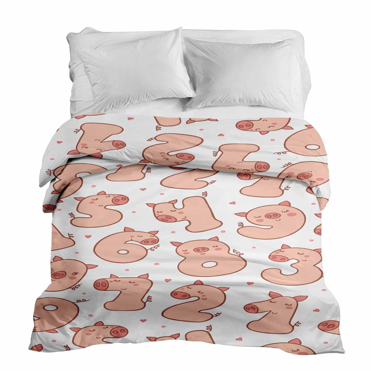 Original therapy blanket - cotton cover white with numbers and pigs