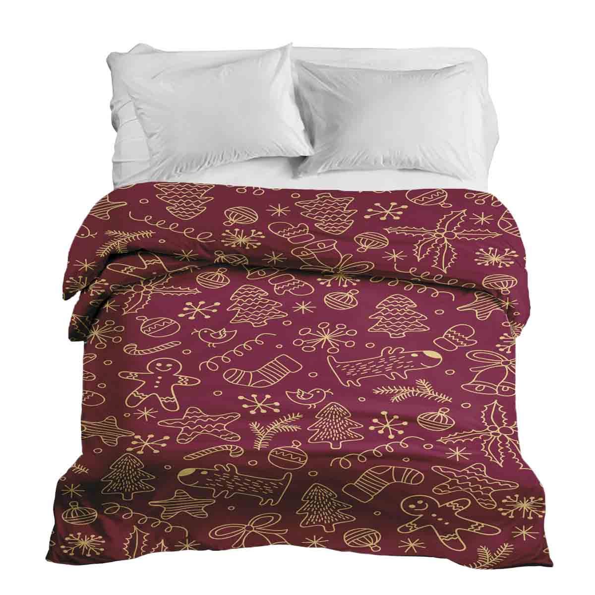 Original therapy blanket - cotton cover red with funny Christmas motifs