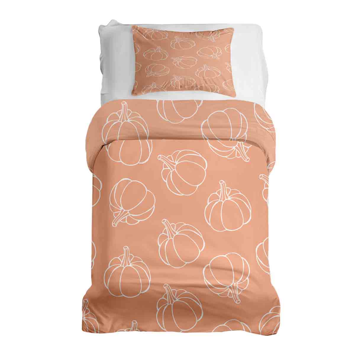 Set di biancheria da letto con coperta terapeutica arancione con zucca