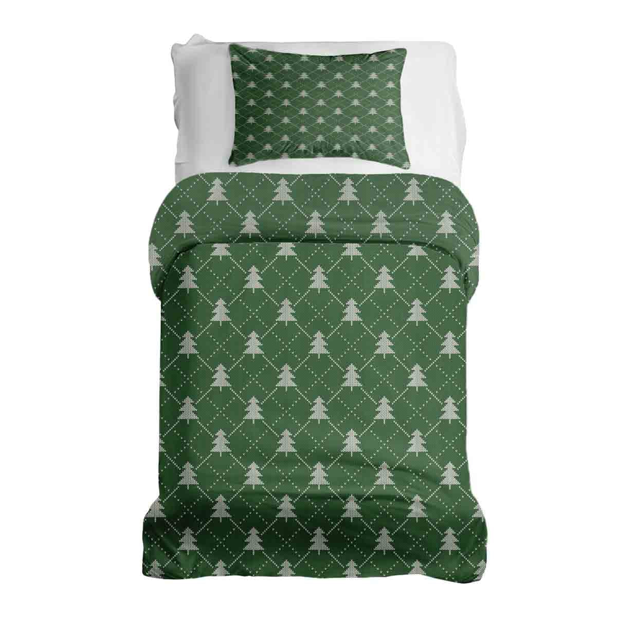 Therapy blankets bedding set green with fir trees