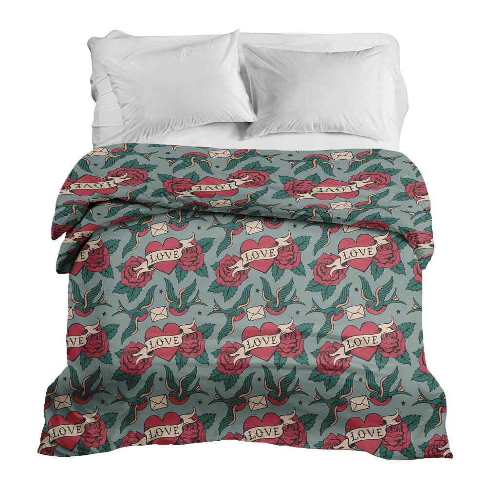 Originele therapiedeken - katoenen hoes Love Tattoo