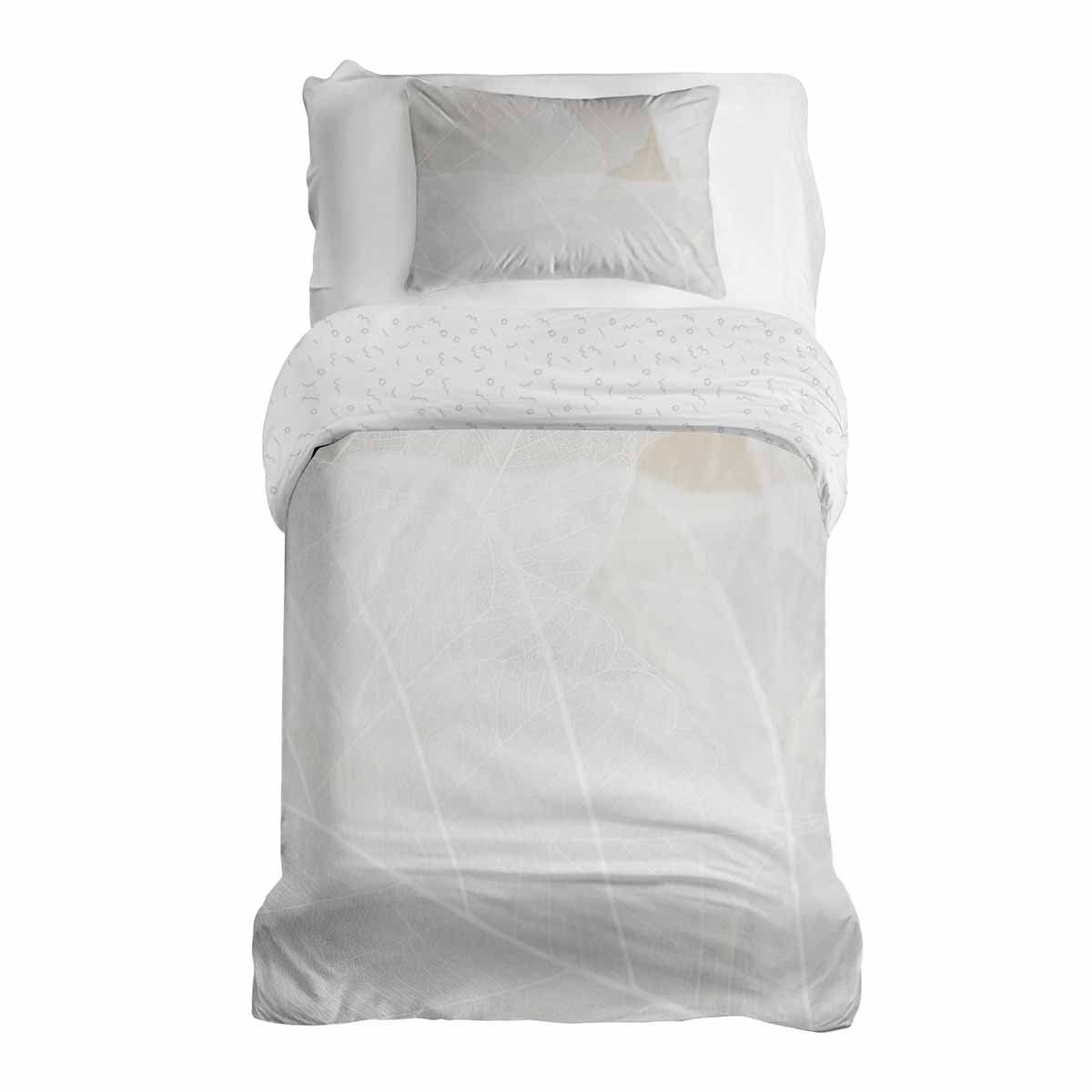 Set di biancheria da letto con coperta terapeutica grigia con motivo bianco