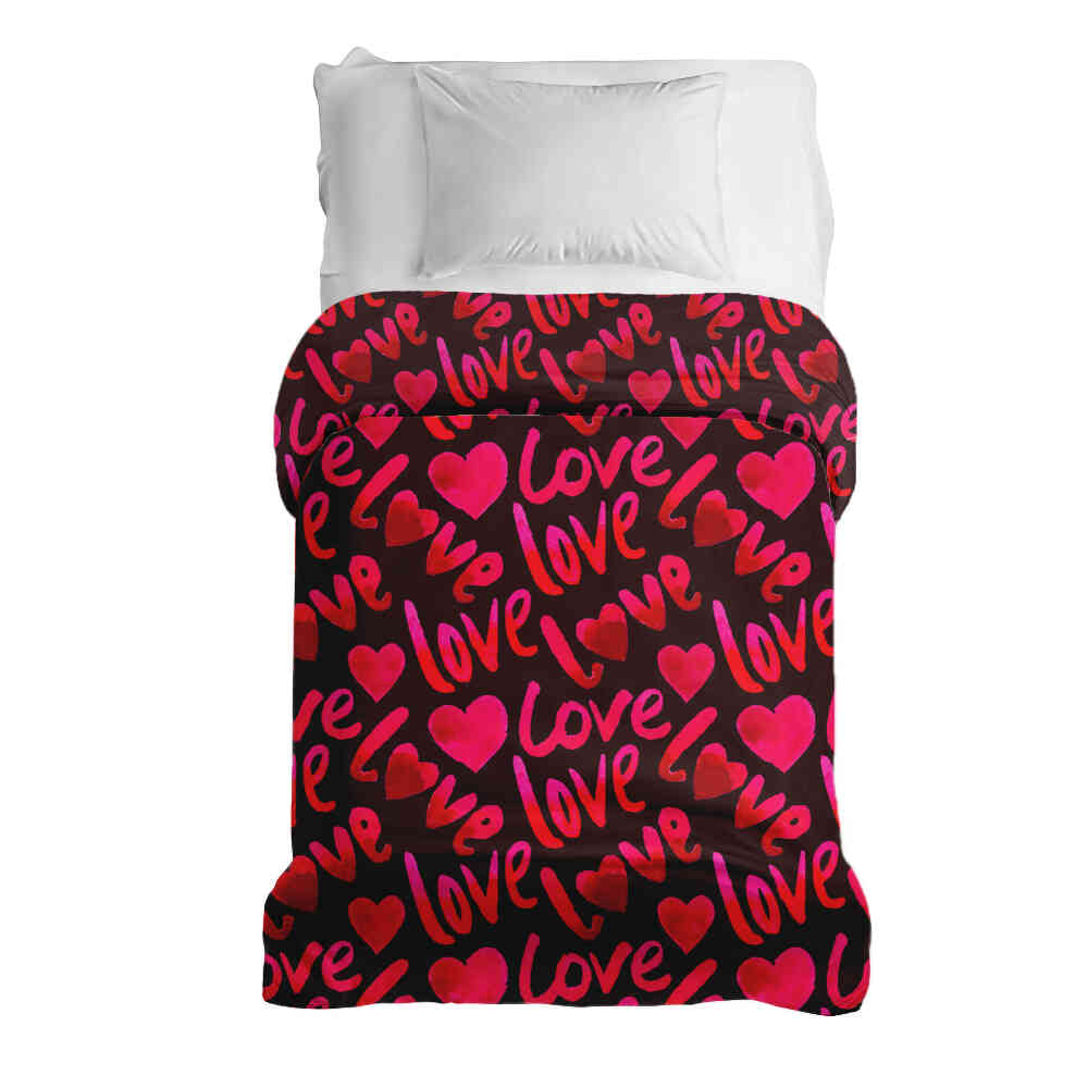 Couverture thérapeutique originale - Housse en coton noire avec inscription Love