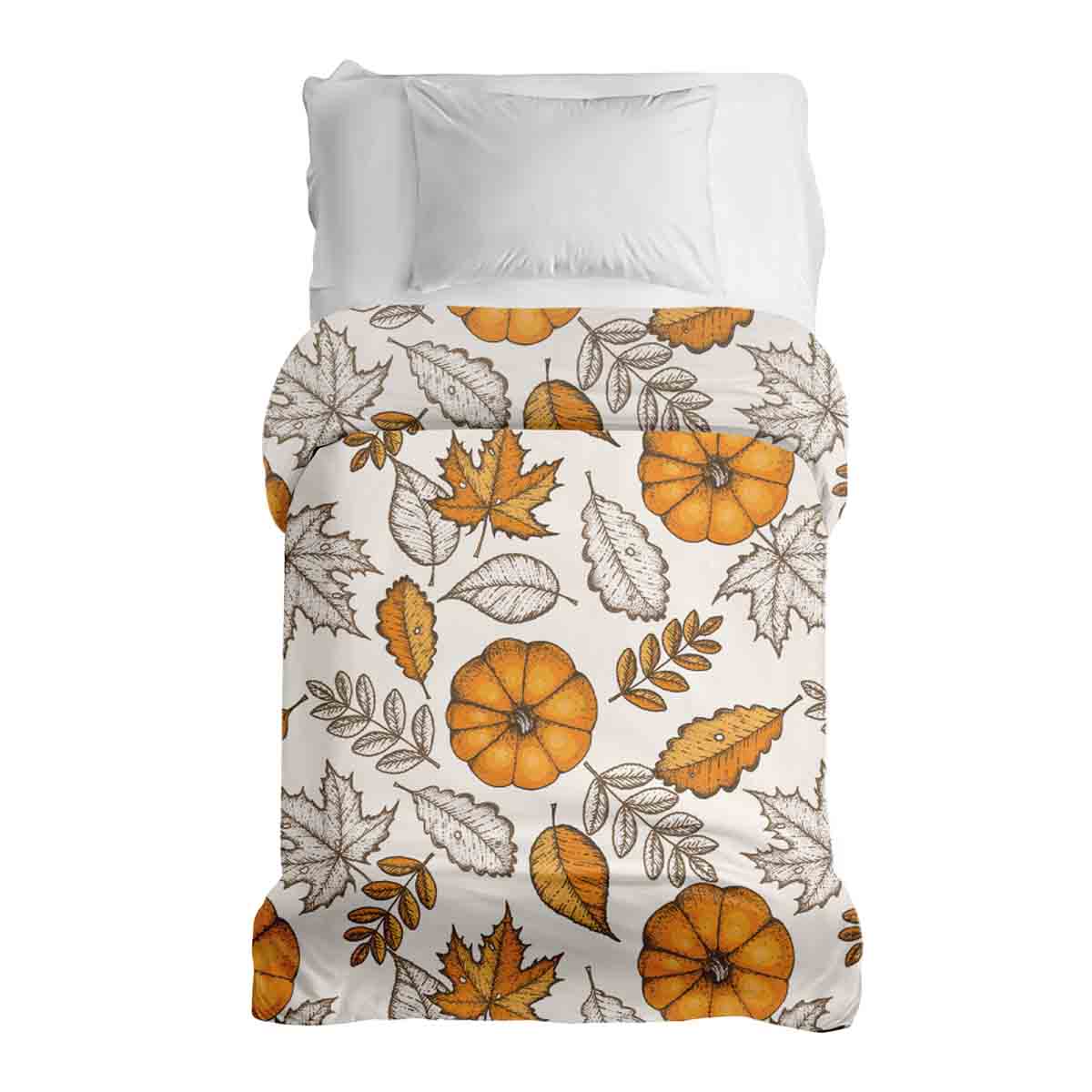 Coperta terapeutica originale - Rivestimento in cotone bianco con foglia e zucca