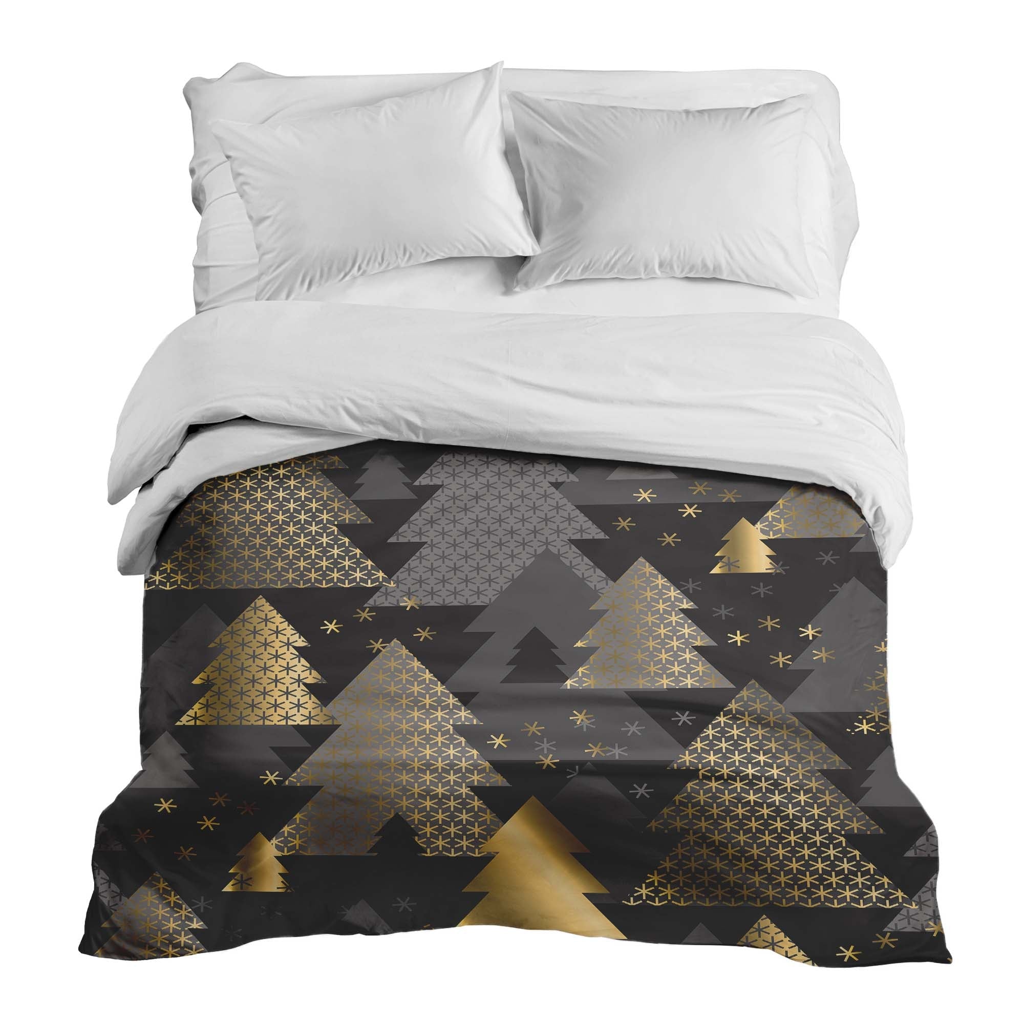 Coperta terapeutica originale - Rivestimento in cotone con alberi di Natale dorati