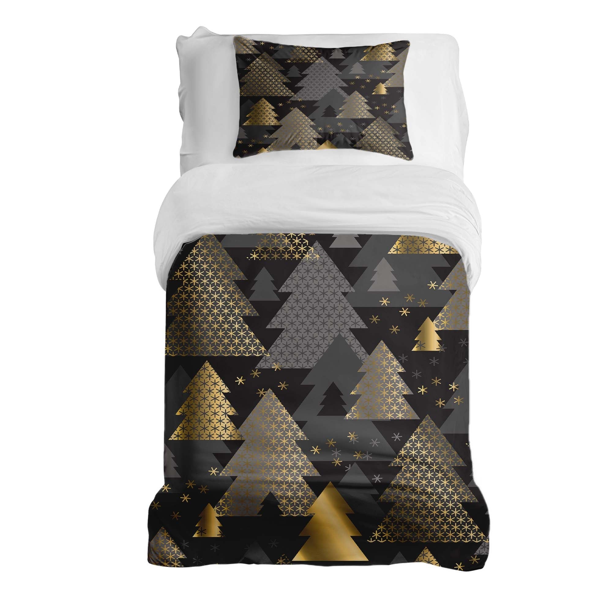 Therapy blankets bedding set with golden fir trees