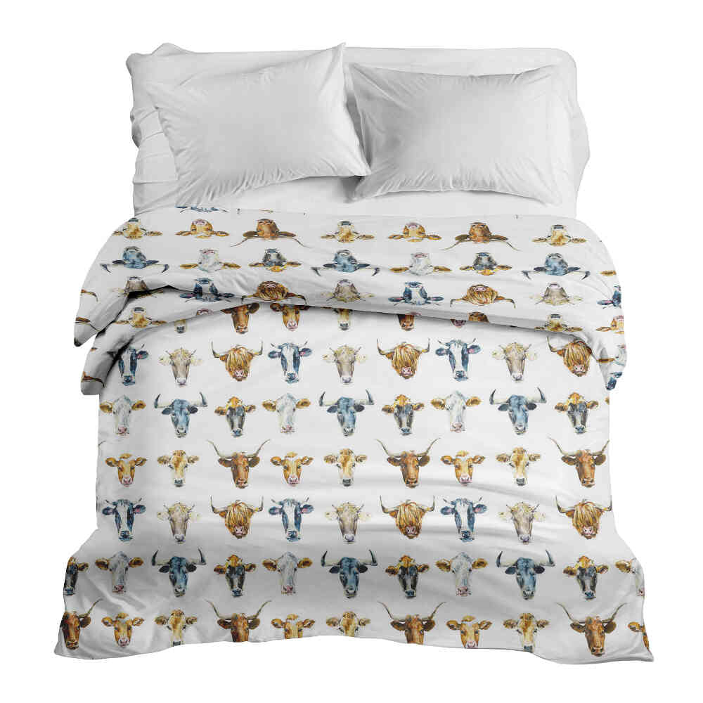 Original therapy blanket - cotton cover white with bull heads