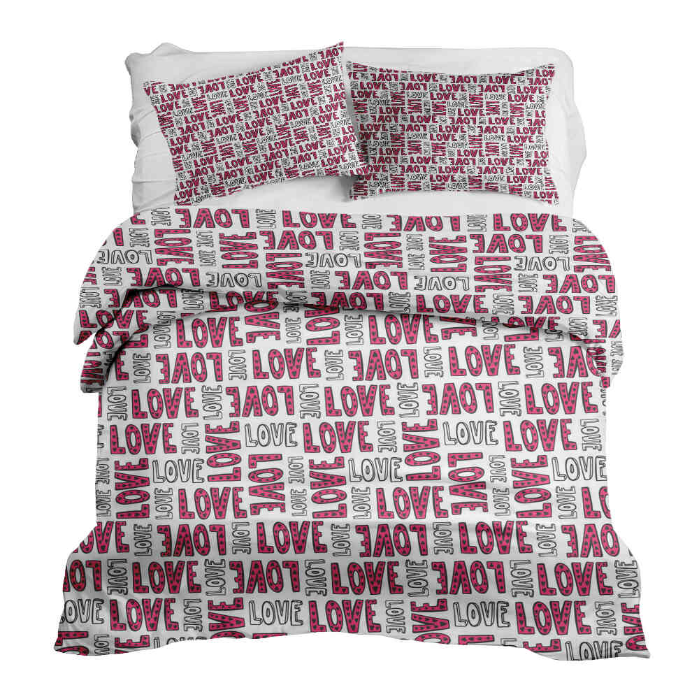 Therapy blankets bedding set white L.O.V.E