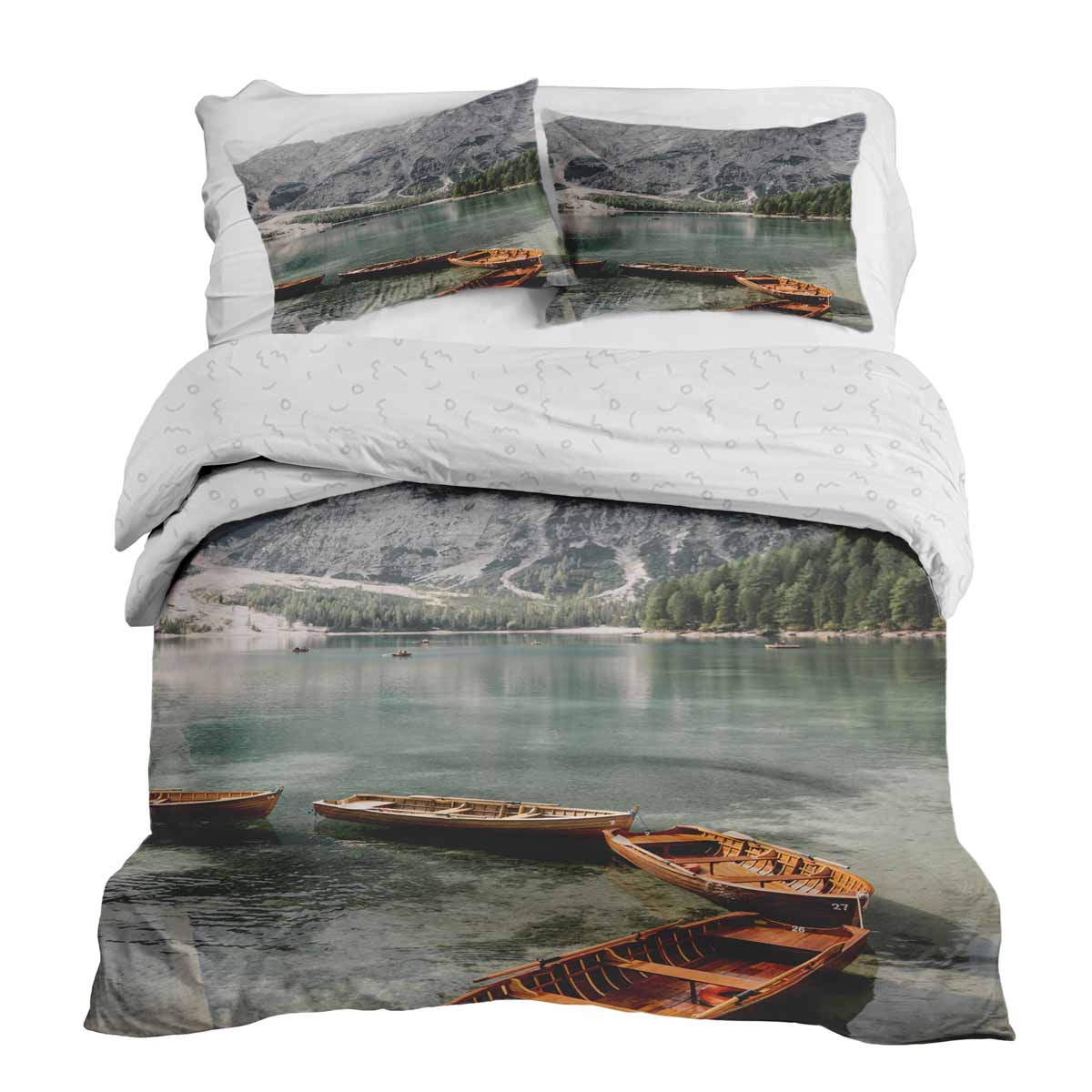 Therapy blankets bedding set lake with boats