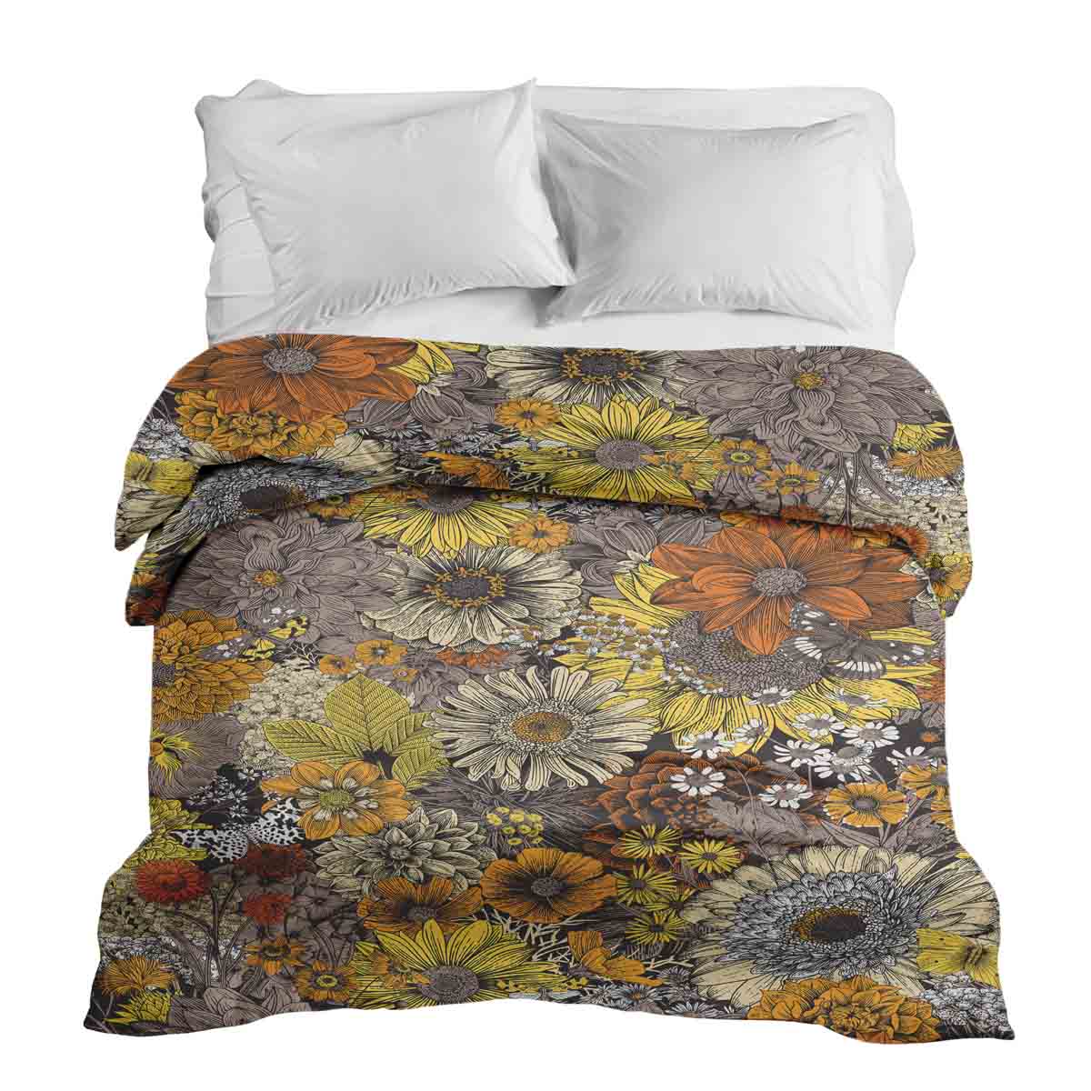 Manta terapéutica original - funda de algodón flores amarillas