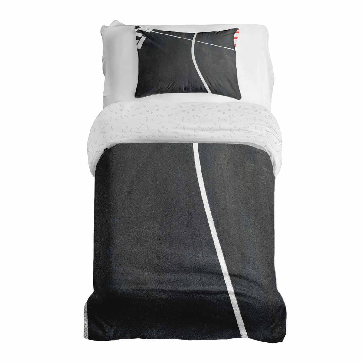 Therapy blankets bedding set dark gray with white stripes