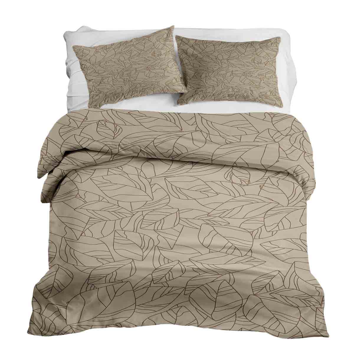 Set de ropa de cama con manta terapéutica beige con forma de hoja negra