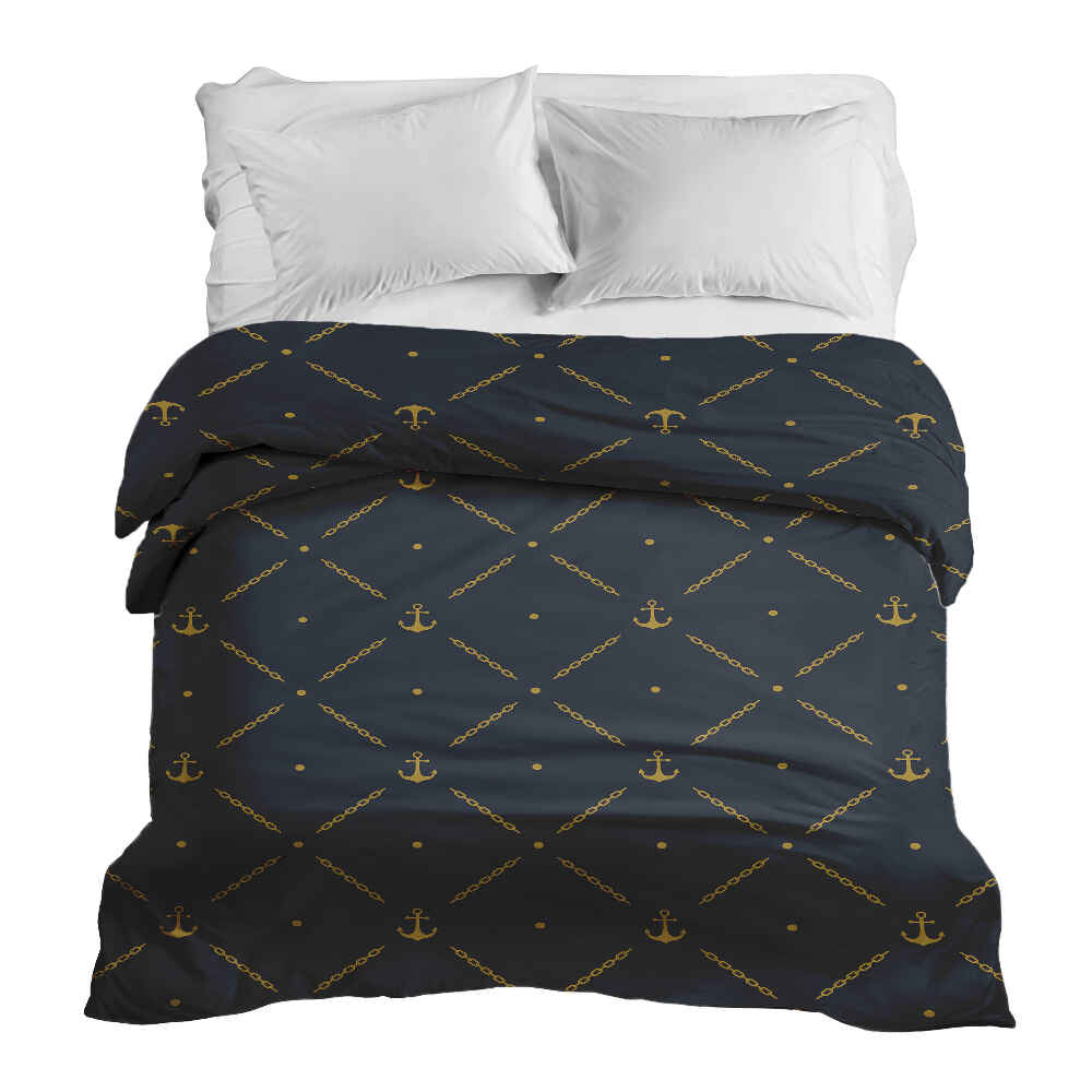 Originele therapiedeken - katoenen hoes blauw met anker