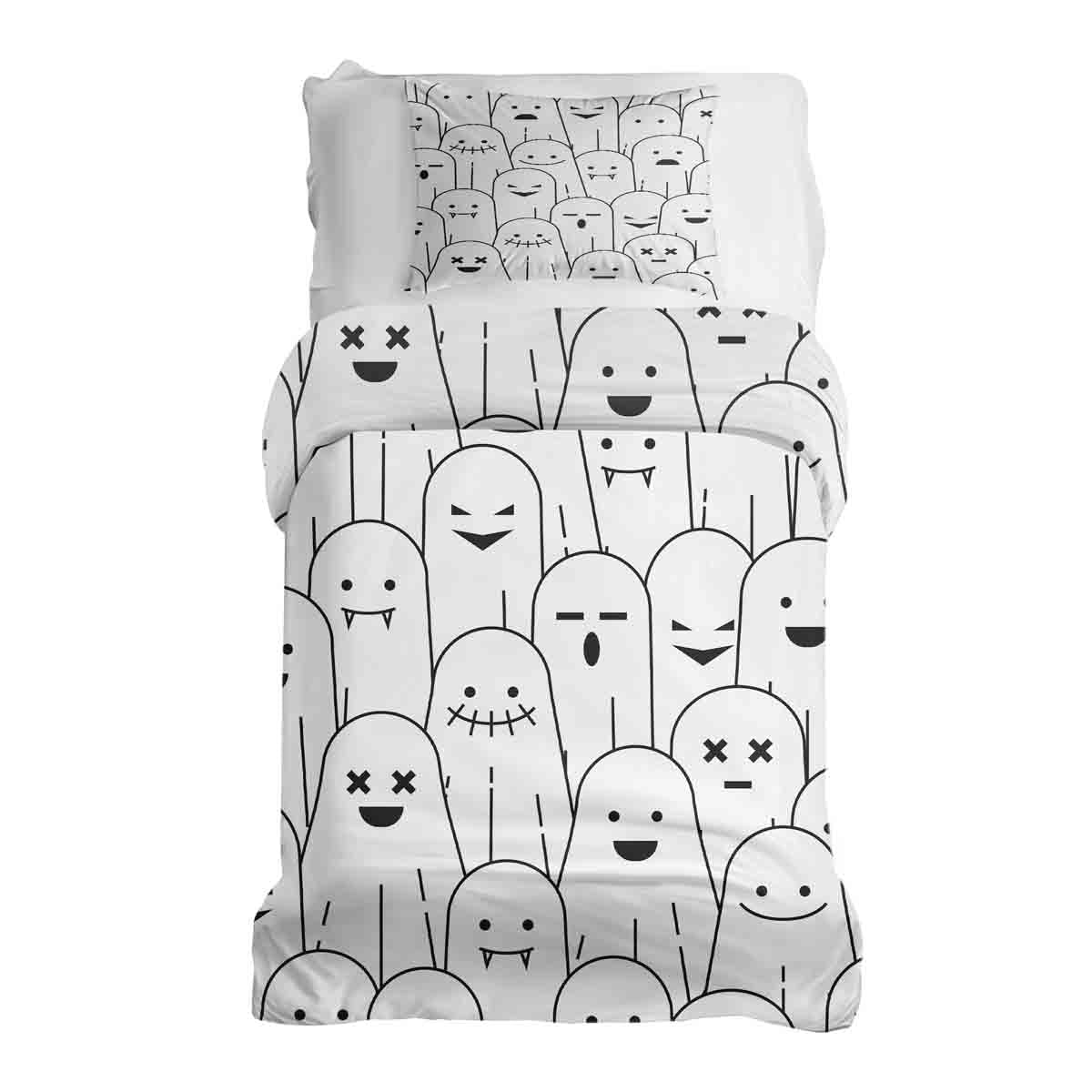 Therapy blankets bedding set white with funny ghosts