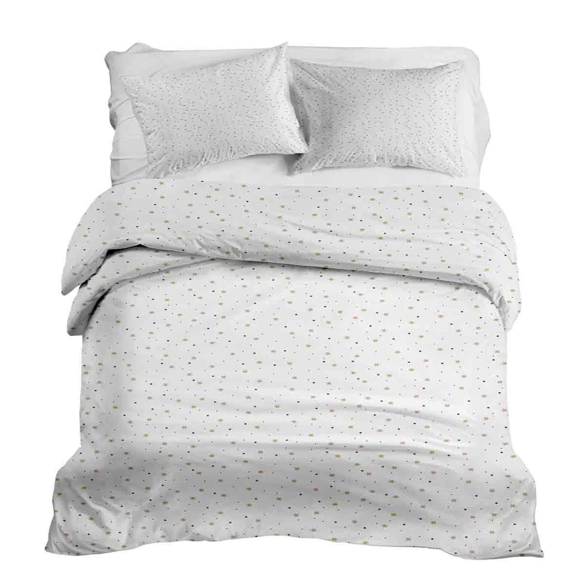 Set di biancheria da letto con coperte terapeutiche bianco con stelle e punti