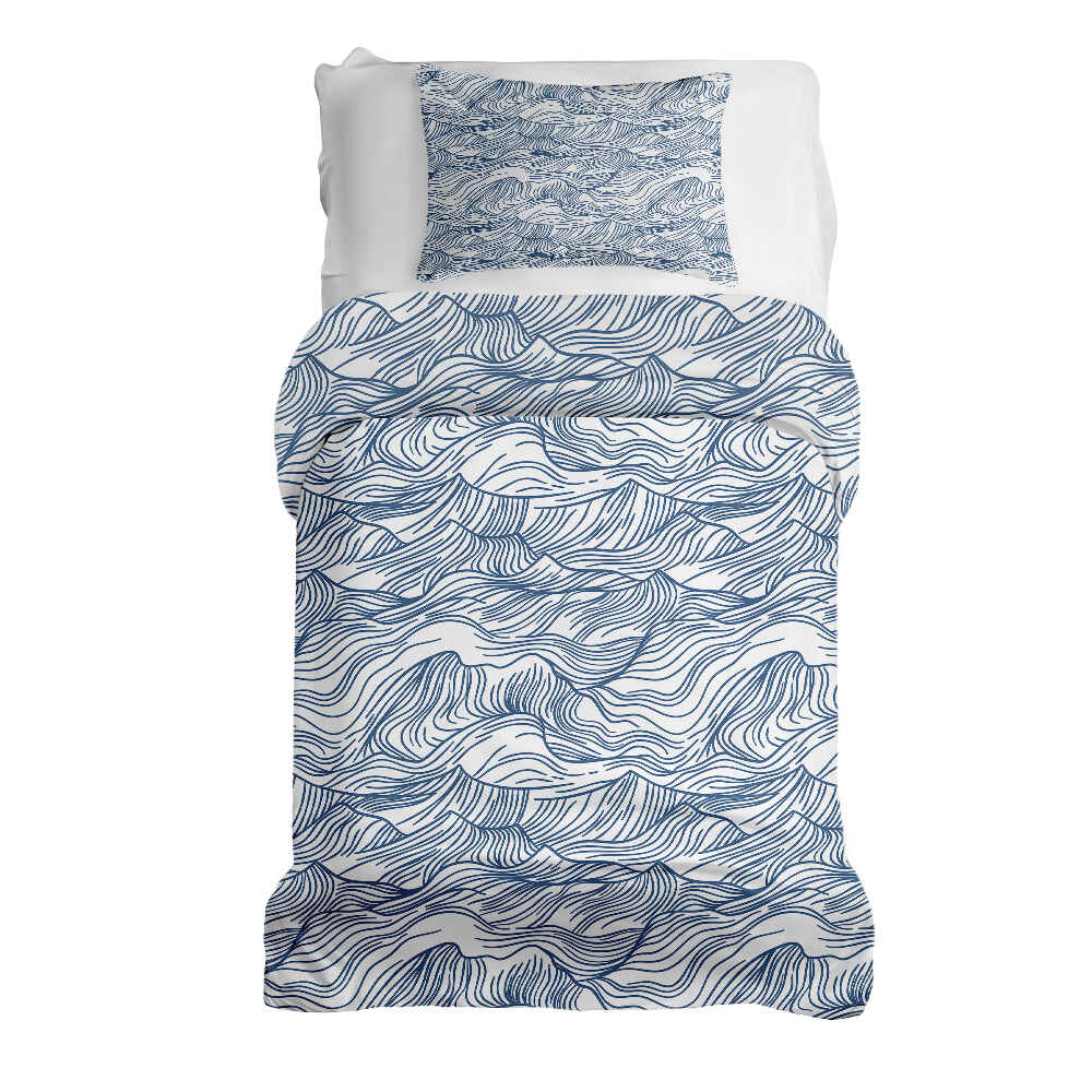 Therapy blankets bedding set waves in blue