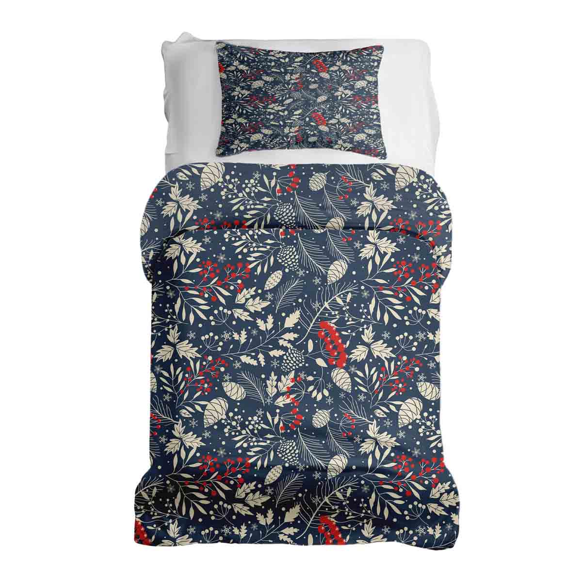 Set di biancheria da letto con coperte terapeutiche e foglie natalizie