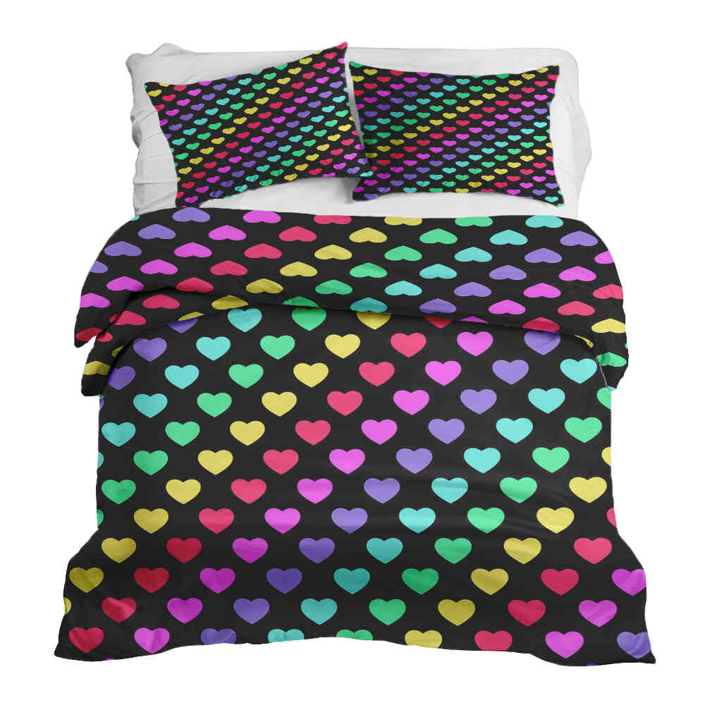 Therapy blankets bedding set colorful hearts