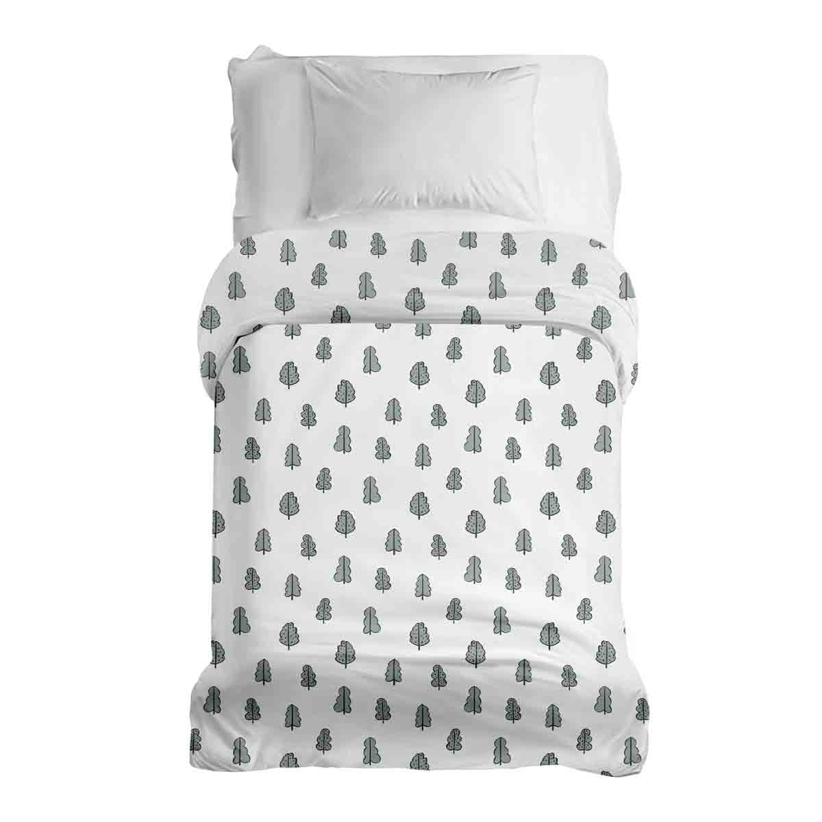 Manta terapéutica original - Funda de algodón blanca con arbolitos