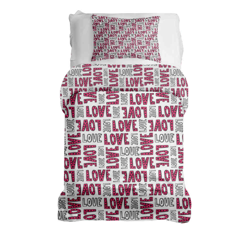 Therapy blankets bedding set white L.O.V.E