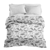 Original therapy blanket - cotton cover white with gray leaves