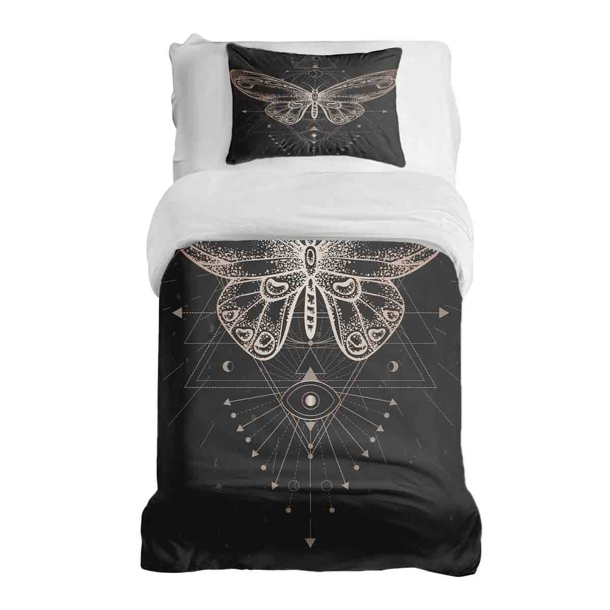 Juego de ropa de cama con manta terapéutica negra con mariposa