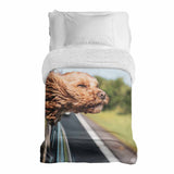 Original therapy blanket - cotton cover with dog in the car