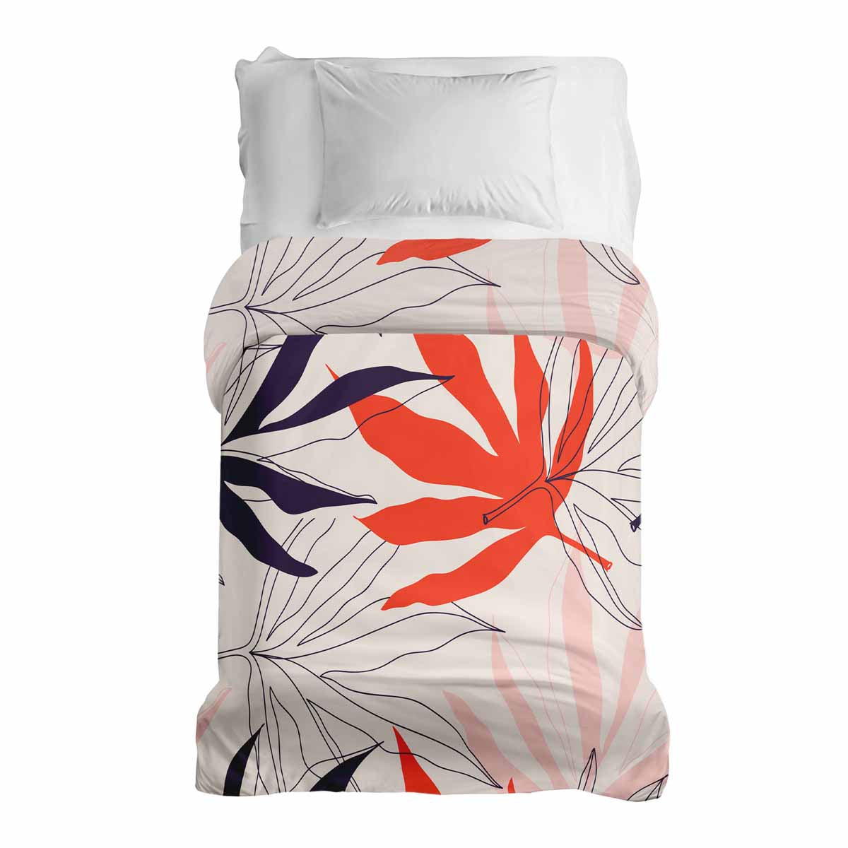 Originele therapiedeken - katoenen hoes beige met kleurrijke bladeren